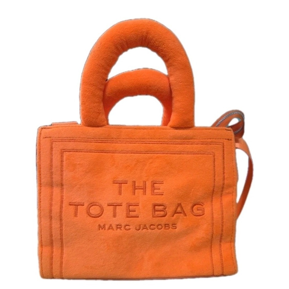 Marc Jacobs The Tote Bag Orange Plush Fleece Small Traveler Crossbody Handbag